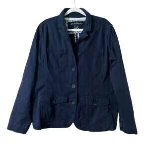 Edie Bauer Women's Jacket Size 14 Blue Button Outdoor Floral Feminine Fall